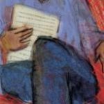 Kristian Koželj na portretni karikaturi, ki jo je izdelal Ciril Horjak.